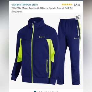 NWT - TBY Men's Tracksuit Royal Blue and Neon Green/Yellow Sz Large